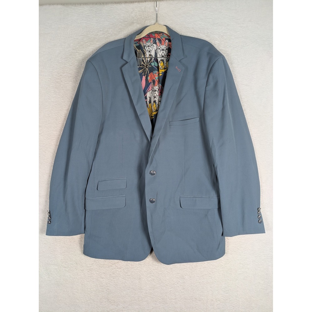 Paisley & Gray Blazer Men's 46R Blue Slim Fit French Bulldog Lining Ticket Pkt
